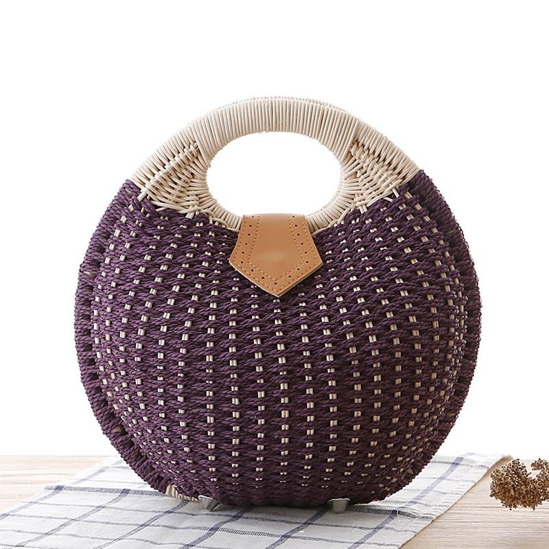 Round Straw Clutch-bag - Lionbebe-baby